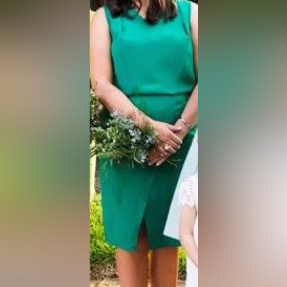 KOBI HALPERIN Green Silk Midi Dress Size 10 - Picture 7 of 8